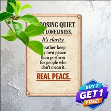 Peaceful Solitude Reading Quote Sign Vintage Mindful Metal Tin Plaque picture