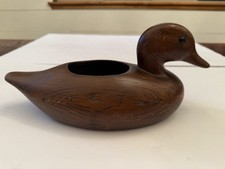 Vintage Extra Touch Faux Wood Ceramic Mallard Duck Planter Rustic Home Decor picture