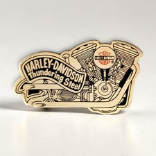 VTG 1992 Harley Davidson Thundering Steel V Twin Engine Lapel Pin Solid Brass picture