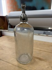 Claremont Bottling Co Glass Seltzer Siphon Bottle Metal Top Soda Vintage picture