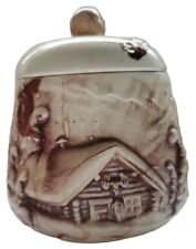 Alaska Clay Sugar Bowl With Lid 2 Pieces Winter Cabin Bunny 3D Textured 1981 picture