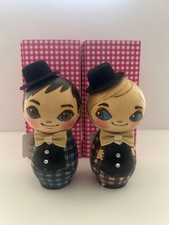 Cokets Pair Masami Kaneko Wooden Kokeshi Dolls 12 cm with Tag Box Set picture