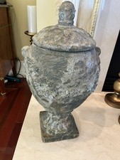 Pair of 19th C. French Terracotta White Urns in excellent condition. Original  picture