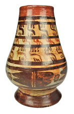 Small Hand Turned Pottery Clay Footed Vase Jar 3.75” Native Tribal Pattern picture