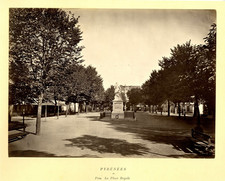 France, Pyrenees, Pau, La Place Royale France. Vintage albumen print. Print  picture