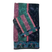 Vtg 90s Springmaid Bath Towel Washcloth Abstract Cotton Jeweled Marble Geometric picture