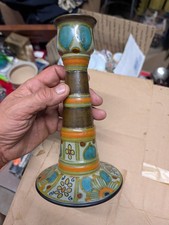 Gouda Holland Hand-Painted Ceramic Candle Holder 9.5in x 5in x 5in picture