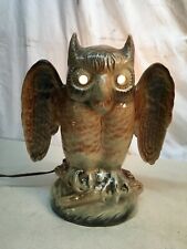  Mid Century Texans Inc Ceramic Owl Night Tv Light 11.5in Spooky Eye Halloween picture