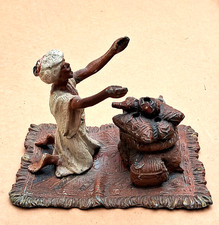 Antique Georg Heyde Spelter Incense Burner 1900 Germany Orientalist Maghrebi Man picture