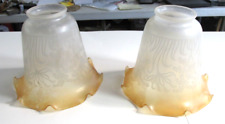 Pair Of VIANNE Glass Lamp Shades, Gold Flashed, 2 Oil Lamp Shades, Light Globes picture