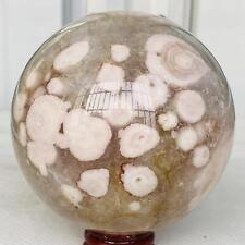 1460g Natural Cherry Blossom Agate Sphere Quartz Crystal Ball Healing picture