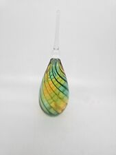 Vtg Hand blown Art Glass Multicolor Swirls Perfume Bottle With Teardrop Stopper picture