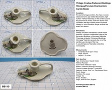 Vintage Arcadian Winnipeg Parliament Buildings Porcelain Chamberstick England picture