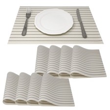 Allgala 8-Pack PVC Dining Table Placemats, Black Stripe on White, Heat & Scratch picture