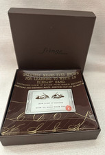 Fringe Studio Art Glass Trinket Tray Calligraphy Writing Pen 5” Square w/ Box picture