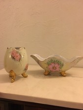 Germany Porcelain Handpainted Cracked Egg Vase And Bowl picture