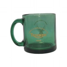 Vintage 1996 Harley-Davidson Green Glass Coffee Mug Triumph Advertising picture