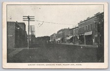 Vtg Post Card Locust Street, Looking West, Plainview, Nebraska I73 picture