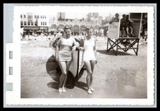 1950s Atlantic City NJ Beach Women Swimsuits Lifeguard Boat Vintage Photo picture