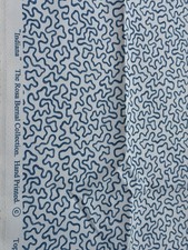 Rosa Bernal Indiana Hand Printed Designer Fabric Blue Abstract 1 Yard picture