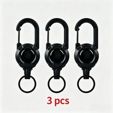 3 PCS Heavy Duty Retractable Badge Reel Carabiner Keychain ID Card Holder picture