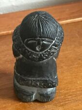 Estate Carved Black Soapstone Eskimo Tribal Person Figurine – 2 and 7/8th’s inch picture