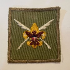 1960s BSA Scribe Rank Emblem Boy Scout Patch Badge Square Khaki Olive Green picture