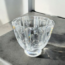 Vintage 1970s ORREFORS Simon Gate Crystal Bowl Signed Clear Footed Dish Bowl picture