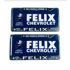 2 Plastic Chrome License Plates with 2 Blue Inserts picture