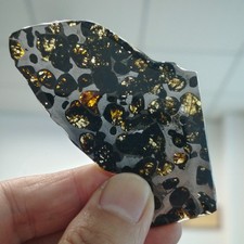 Top Natural Sericho Pallasite Meteorite Perfect Cut Slabs Transparent Glaze Seal picture