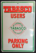 Metal Tabasco Pepper Sauce McIlhenny Co. Parking Sign. New. White, Green, Red. picture