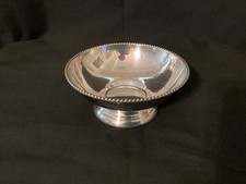 Vtg Silver Footed PEDESTAL SMALL BOWL W Delicate Beaded Rim Detail Preowned picture