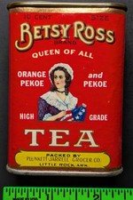 Vintage Betsy Ross Tea EMPTY Cardboard Tin picture