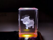 3D Laser Etched Crystal Pig Piglet Pink Glass Small Collectible picture