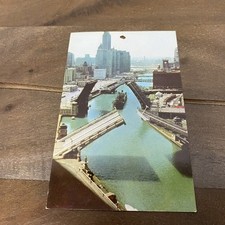 Vintage Greater Chicago River View c.1957 Scribed Postcard picture