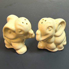 Vintage 40s Rosemeade North Dakota Pottery Elephant Salt & Pepper Shakers picture