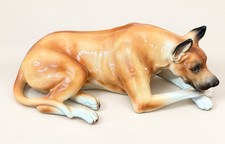 Vintage Ceramic Great Dane Dog Figurine Lying Down With Bone 8