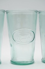 Vintage Amici Home Italian Recycled Green Glass Cow Embossed Milk Tumbler 5