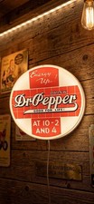 Dr Pepper Round Lighted Wall Advertising Sign Red/White Soda Theme picture