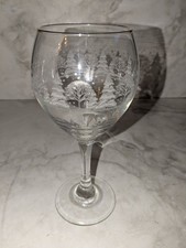 Arby's Winter Christmas Balloon Wine Goblet Gold Rim 8