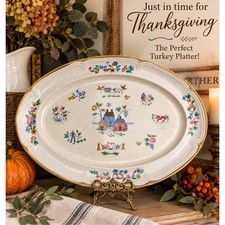 Rare HTF International China Heartland 7774 15” Oval Platter Farmhouse Vintage picture