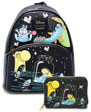NEW🍄Loungefly Disney Alice In Wonderland Glow-I-T-Dark Backpack & Wallet SEALED picture