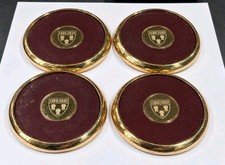 Vintage Harvard Law School Brass Leather Coasters Shield Crest Memorabilia Set picture
