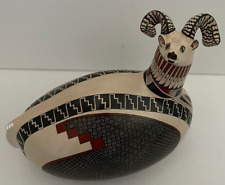 Mata Ortiz Pottery Effigy Long Horned Sheep Ram Jerardo Tena Artist Wildlife Art picture