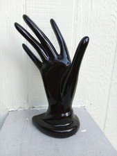 Vintage Ceramic Elegant Woman's Hand Black Spooky Decor MCM Ring Jewelry Holder picture