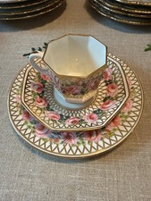 Antique Stevenson Hancock Derby King Street Pink Rose Trio Duo Cup Saucer T Good picture