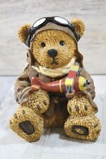 Vintage Young's Inc Aviator Pilot Teddy Bear Coin Bank Flight Jacket Cap Plane picture