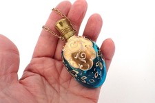 Antique Victorian Moser Hand Painted Enameled Glass Chatelaine Perfume Bottle  picture