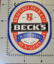 BECKS OKTOBERFEST Brauerei Bremen STICKER decal craft beer brewing brewery Z picture