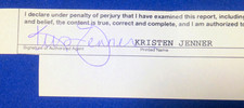 Kristen Jenner Hard Signed Original Legal Document Cut Auto Dated 3/4/2024 picture